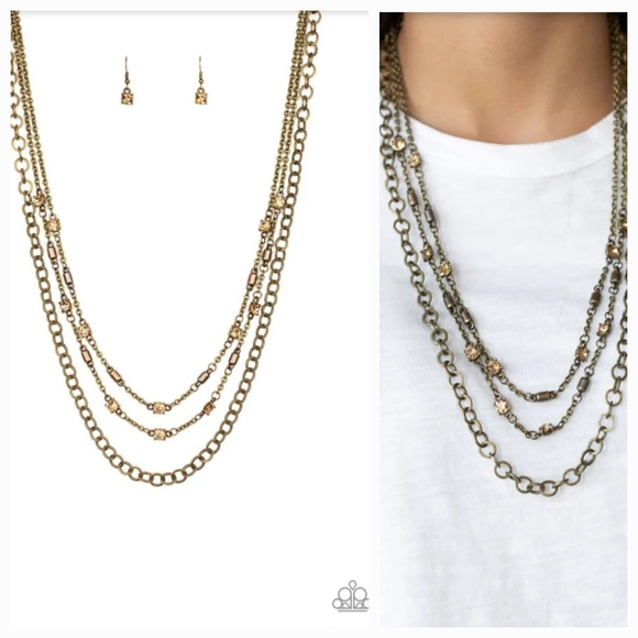 METRO MIXER BRASS NECKLACE/EARRING SET - Picture 1 of 1